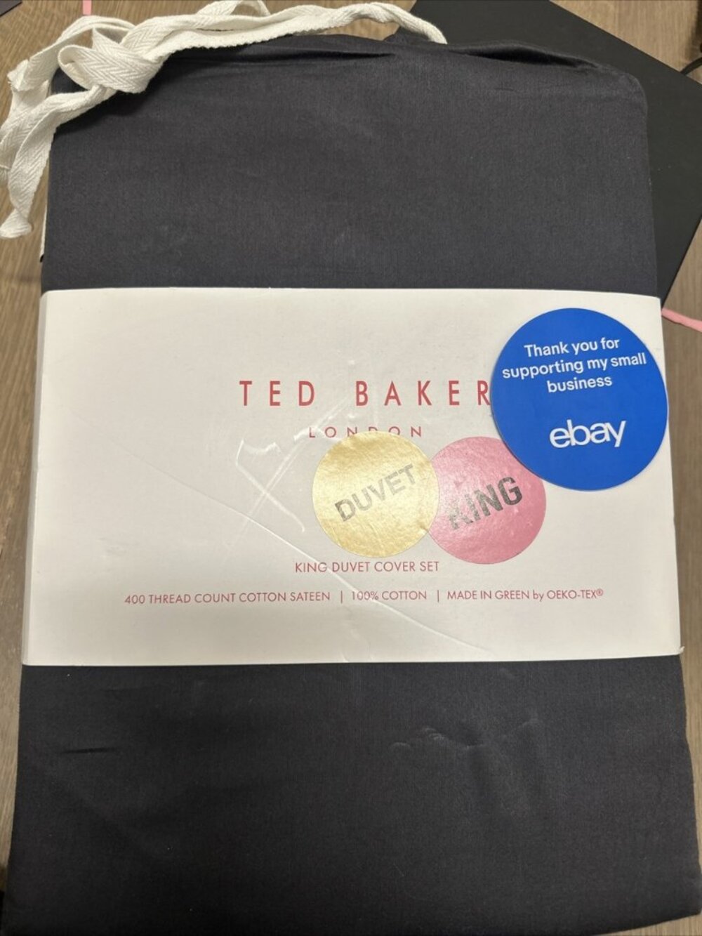 Ted Baker Duvet Cover Shams Set King 100% Cotton Sateen Solid Black New!! 400 TC
